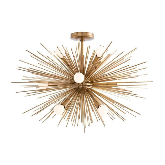 12-Light Antique Brass Starburst Chandelier