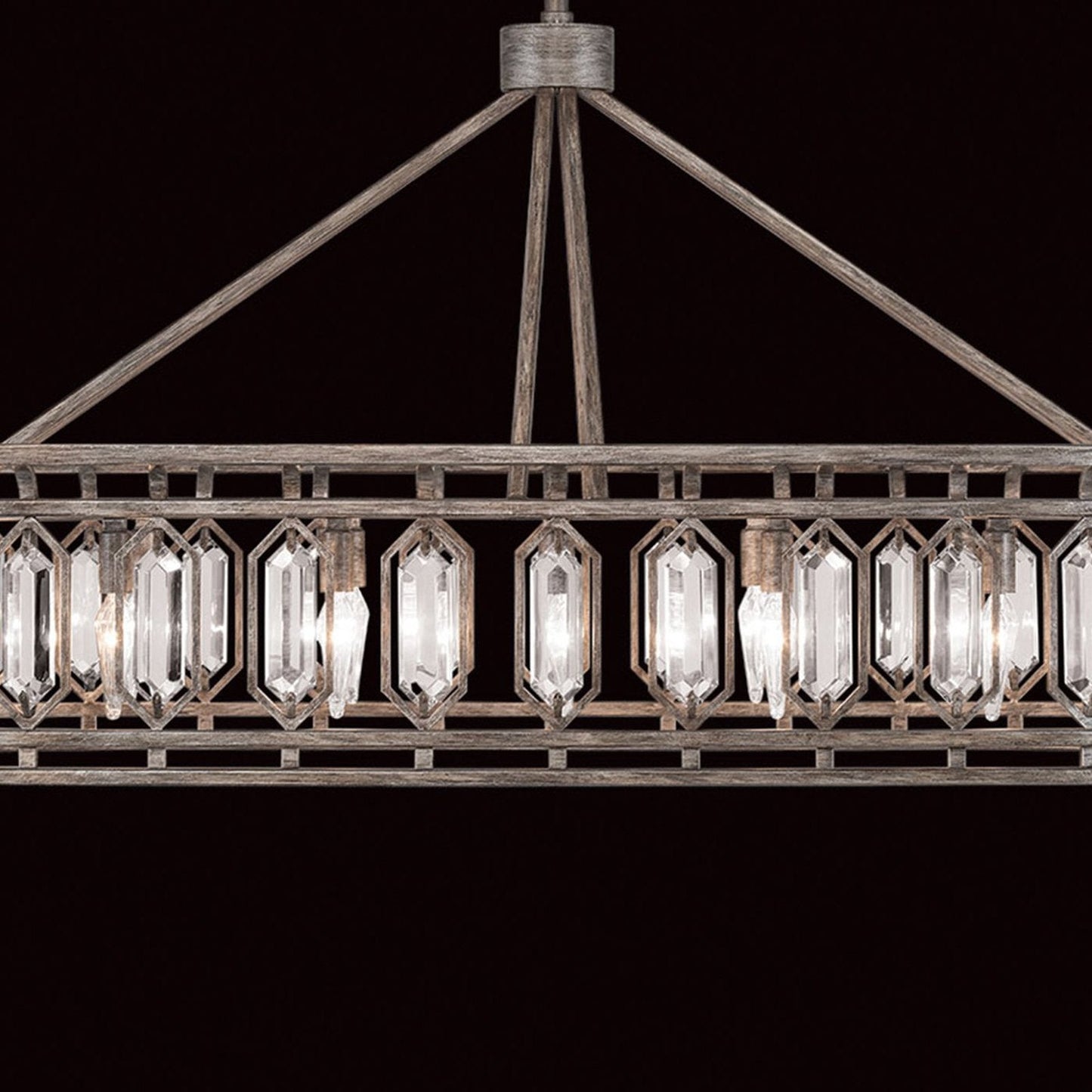52-Inch Bevelled Crystal Oblong Pendant Light