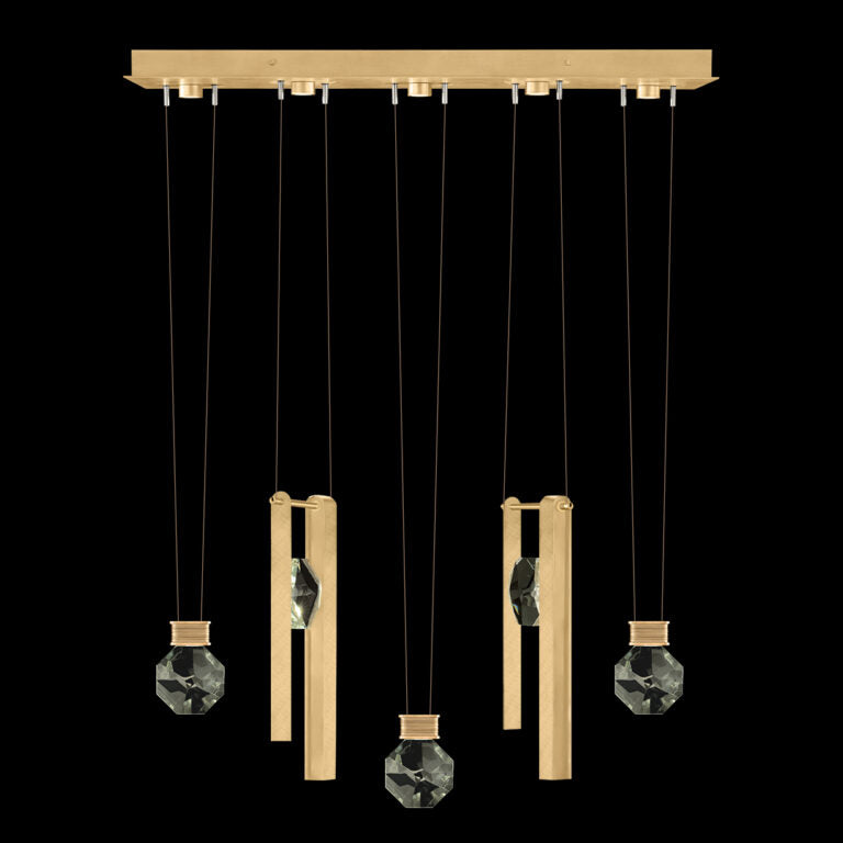 Five-Drop Crystal LED Pendant Light / Gold