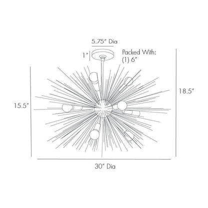 12-Light Antique Brass Starburst Chandelier