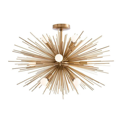 12-Light Antique Brass Starburst Chandelier