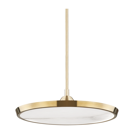 20.25-Inch Natural-Material Pendant Light / Aged Brass
