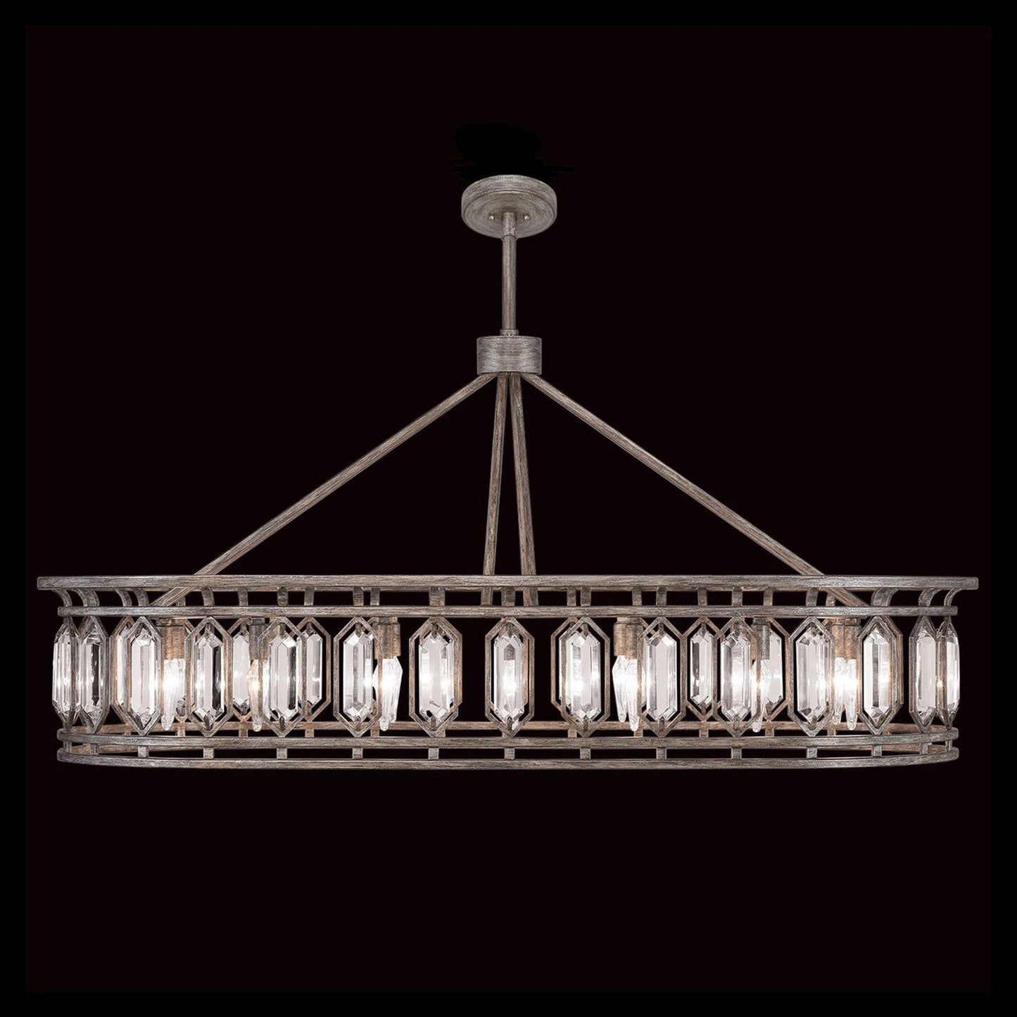 52-Inch Bevelled Crystal Oblong Pendant Light