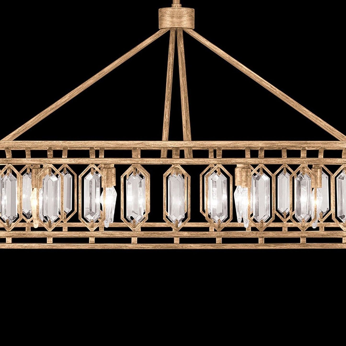 52-Inch Bevelled Crystal Oblong Pendant Light