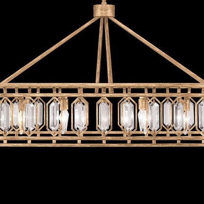 52-Inch Bevelled Crystal Oblong Pendant Light