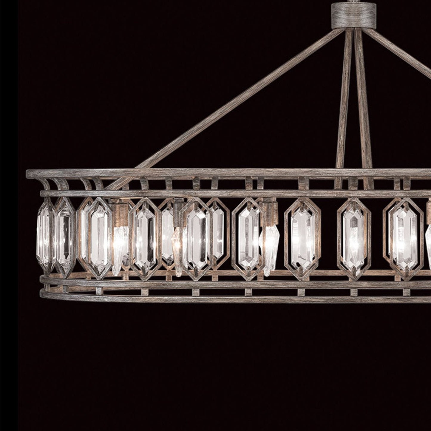 52-Inch Bevelled Crystal Oblong Pendant Light