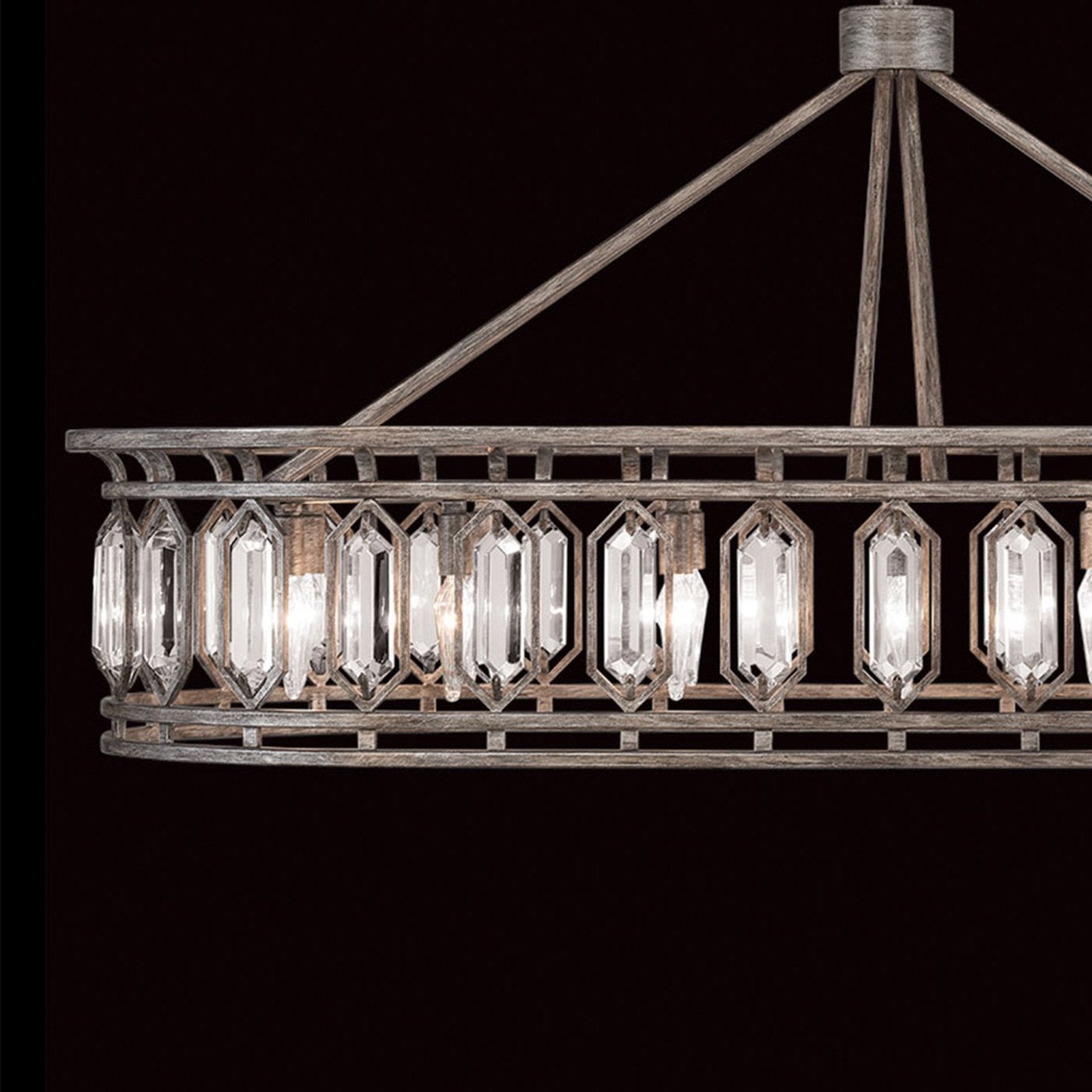 52-Inch Bevelled Crystal Oblong Pendant Light