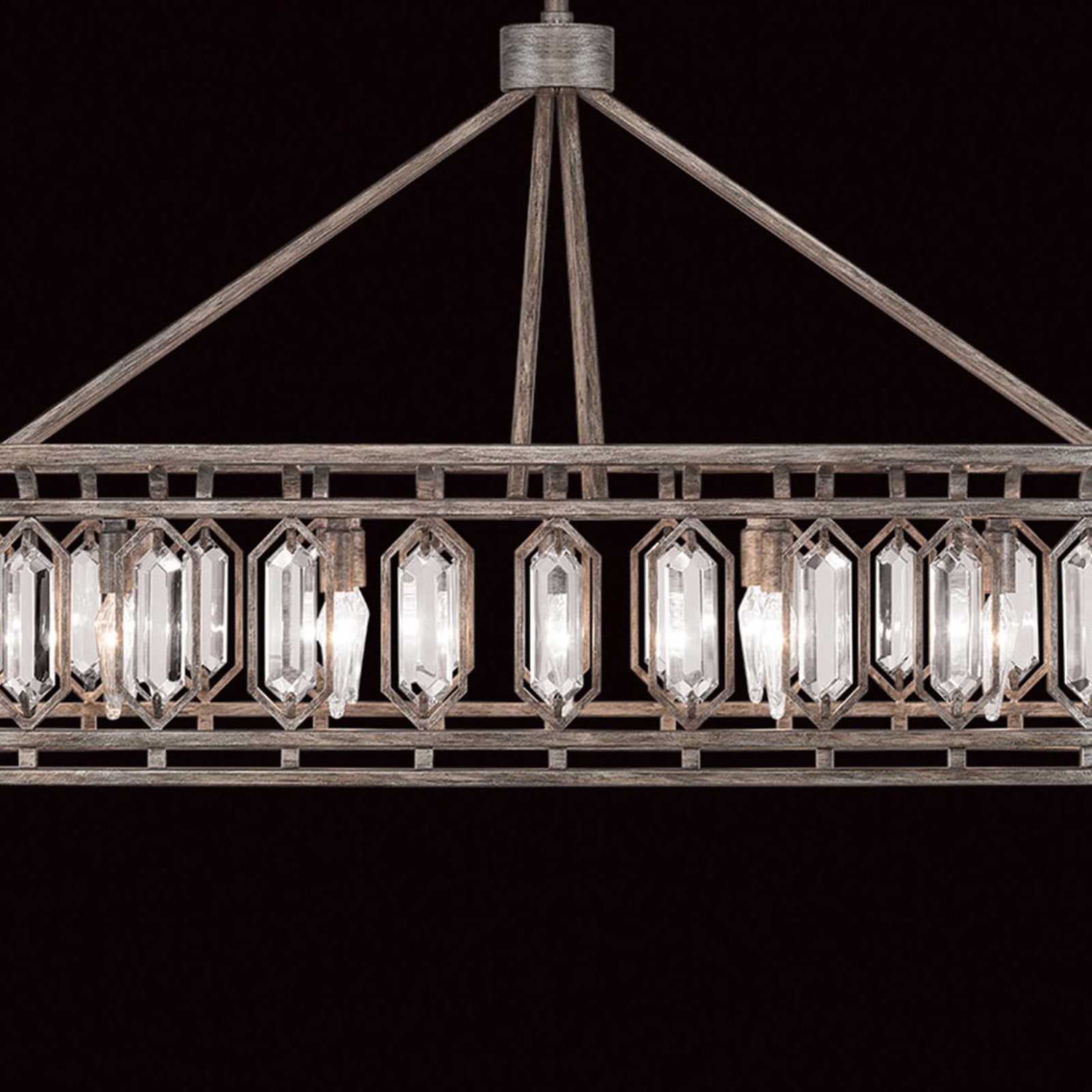 52-Inch Bevelled Crystal Oblong Pendant Light