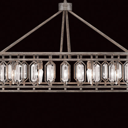 52-Inch Bevelled Crystal Oblong Pendant Light