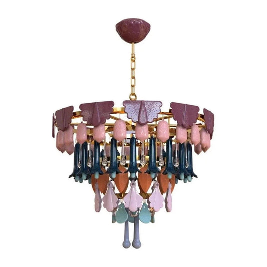 Art Deco Porcelain and Glass Chandelier / Fall / Small