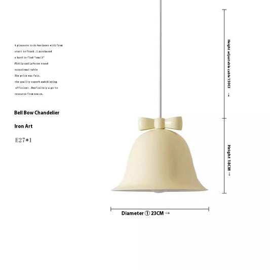 Bell Shade Bow Pendant Light / White Bell  White Bow / Three Colors