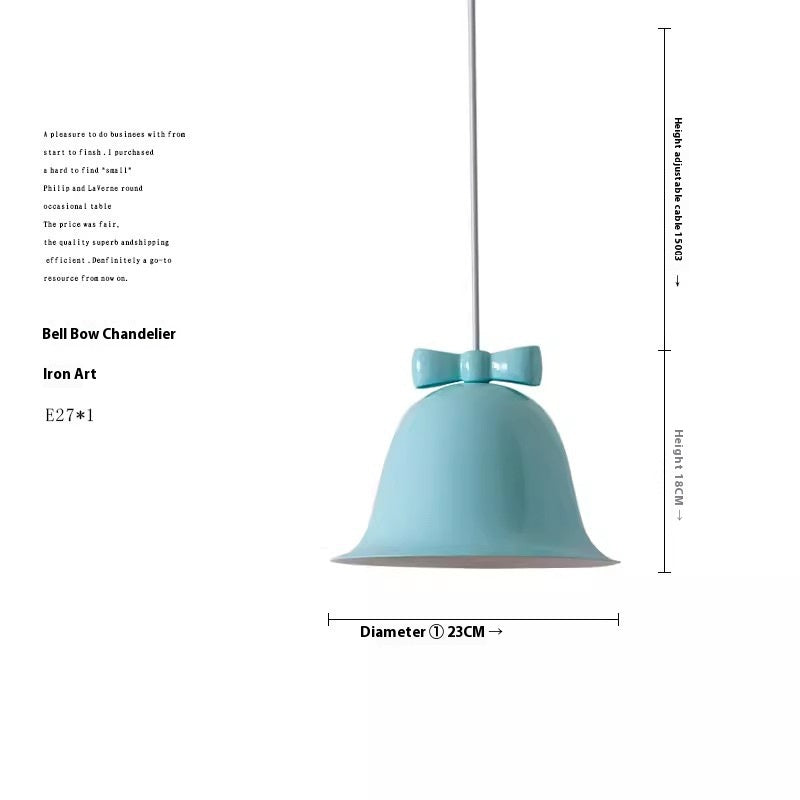 Bell Shade Bow Pendant Light / Cream Bell Deep Blue Bow / Three Colors
