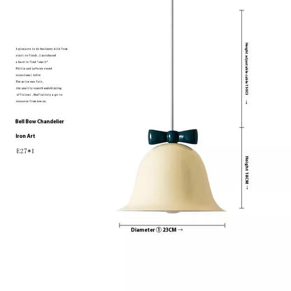 Bell Shade Bow Pendant Light / White bell red bow / Three Colors