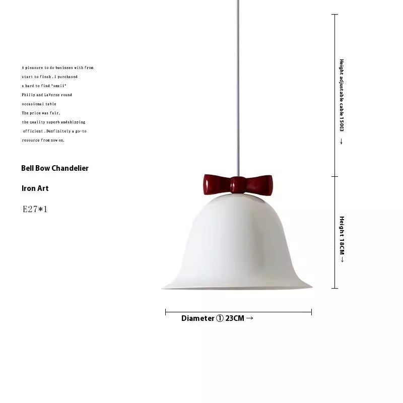Bell Shade Bow Pendant Light / White Bell Blue Bow / Three Colors