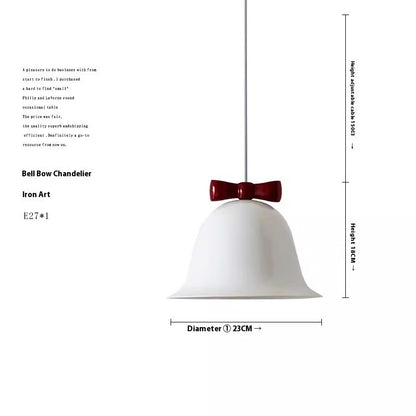 Bell Shade Bow Pendant Light / White Bell Blue Bow / Three Colors