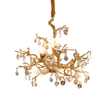 Brass Branch Copper Glass Chandelier