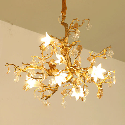 Brass Branch Copper Glass Chandelier