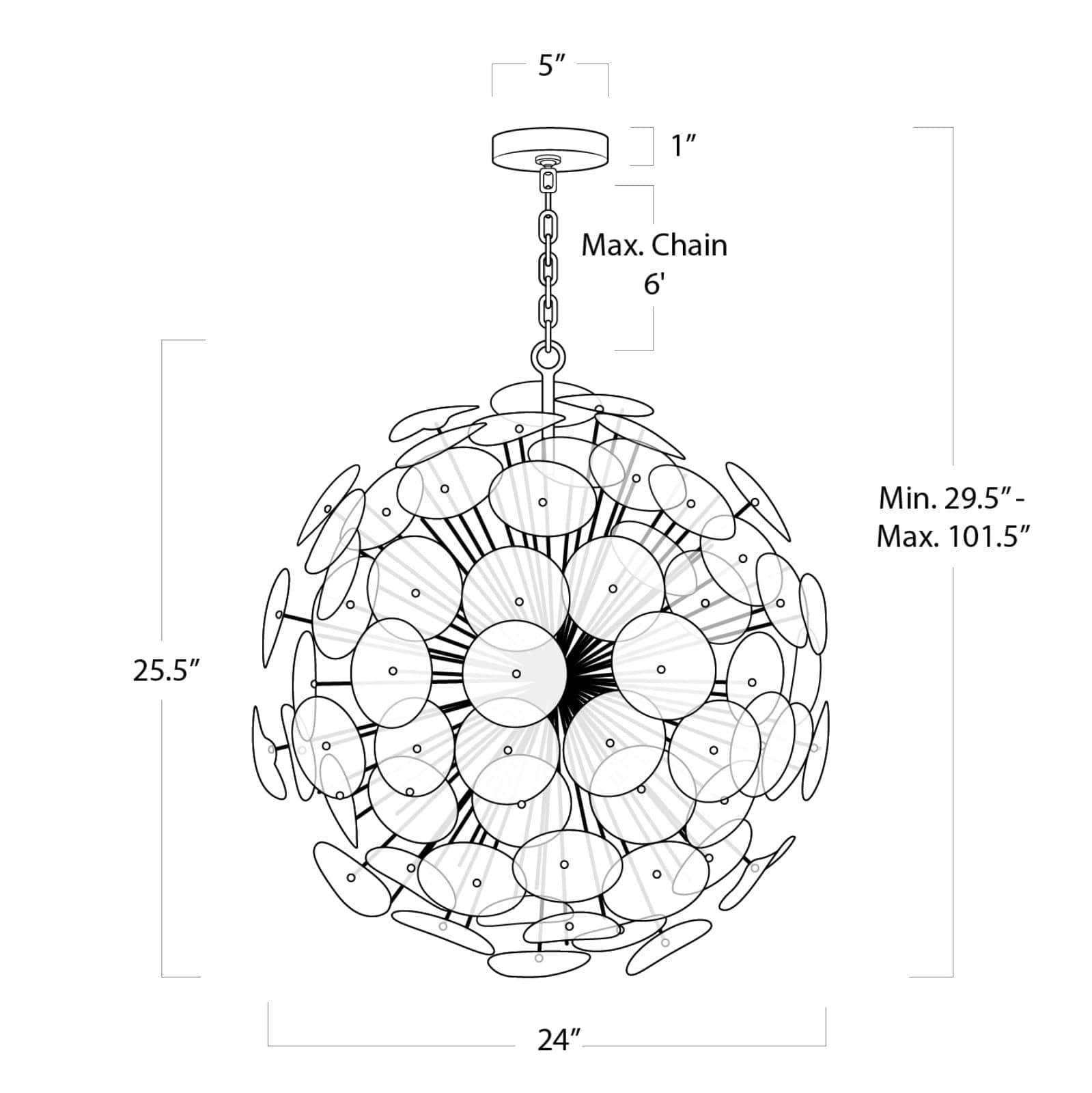 Clear Glass Disc Sputnik Chandelier