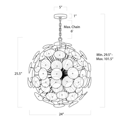 Clear Glass Disc Sputnik Chandelier