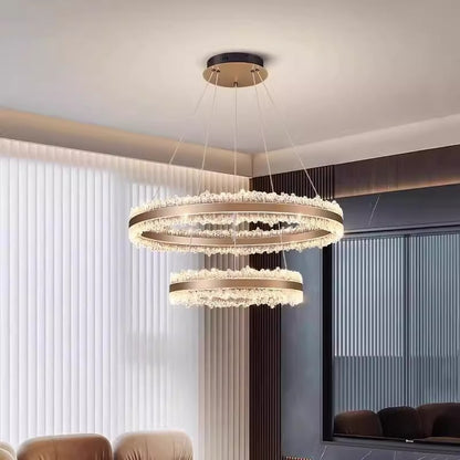 Double-Ring Tricolour LED Chandelier / Double layer tricolor