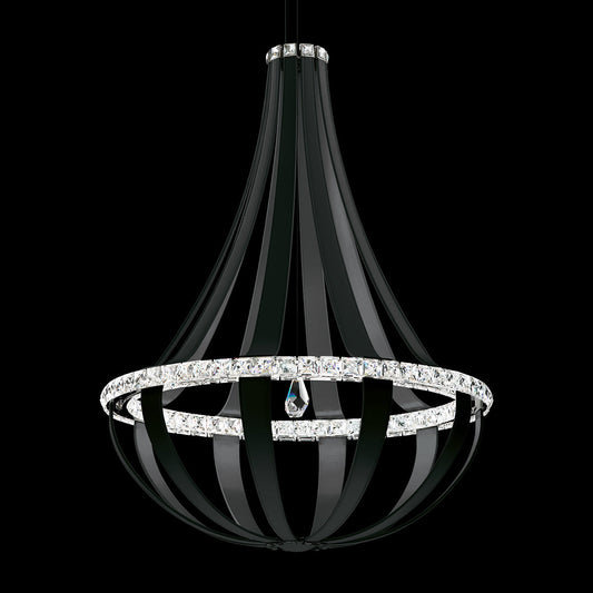 Draped Leather Crystal LED Pendant Light / Grizzly Black / Clear Radiance