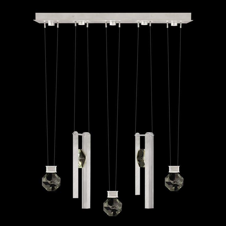 Five-Drop Crystal LED Pendant Light / Brushed Silver