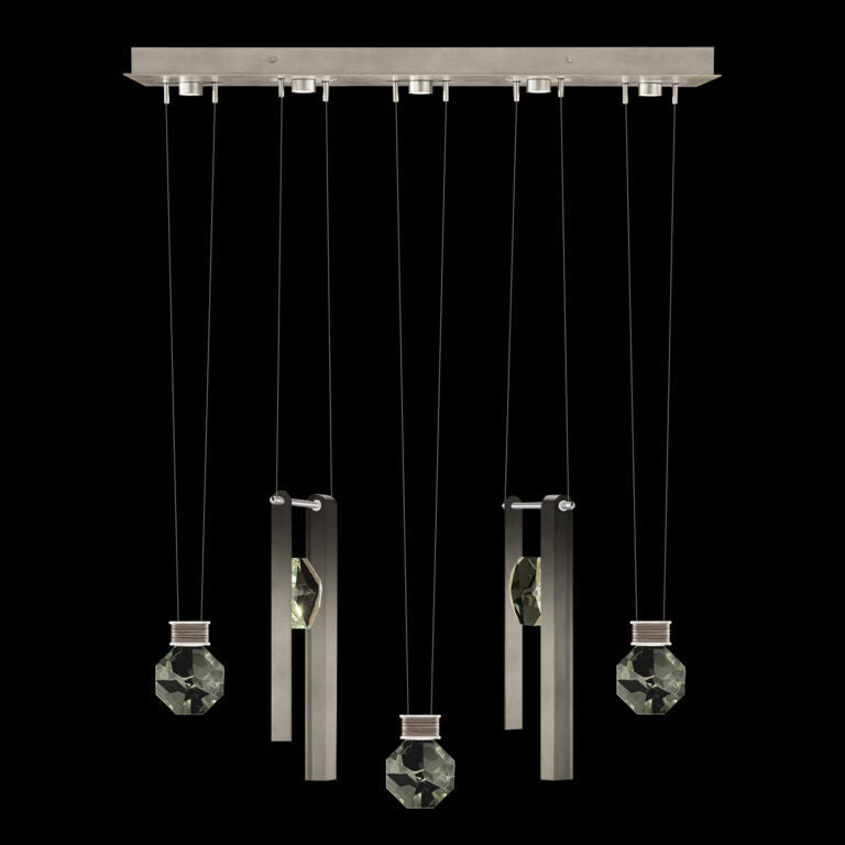 Five-Drop Crystal LED Pendant Light / Soft Ombre Silver