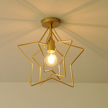 Five-Point Star Nordic Ceiling Light / With LED Bulb / Gold