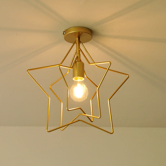 Five-Point Star Nordic Ceiling Light / With LED Bulb / Gold
