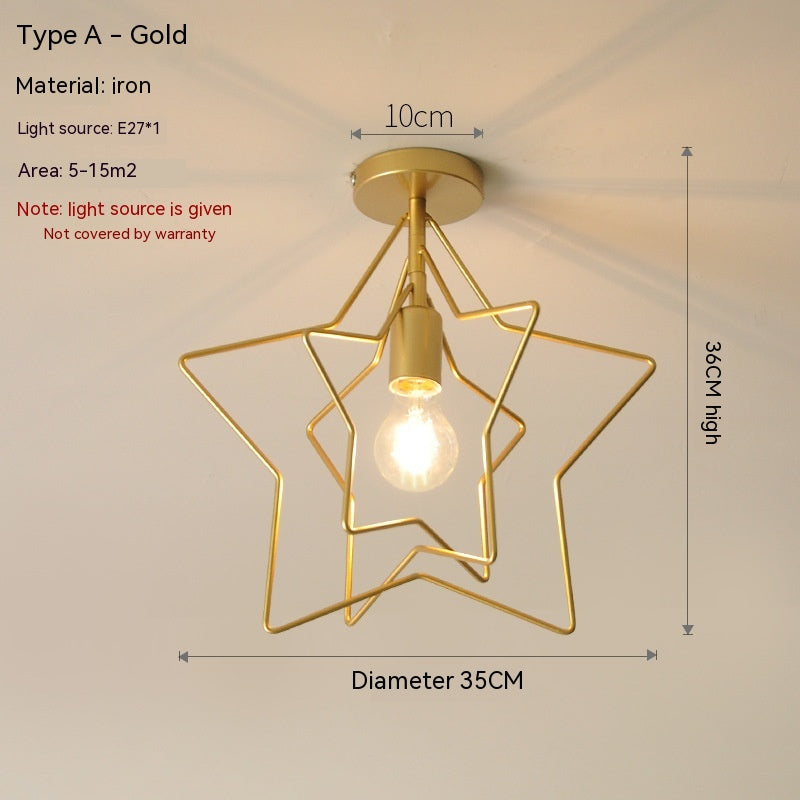 Five-Point Star Nordic Ceiling Light / With LED Bulb / Black