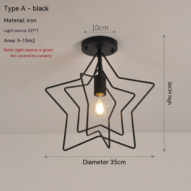 Five-Point Star Nordic Ceiling Light / Without Bulb / Black
