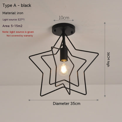 Five-Point Star Nordic Ceiling Light / Without Bulb / Black