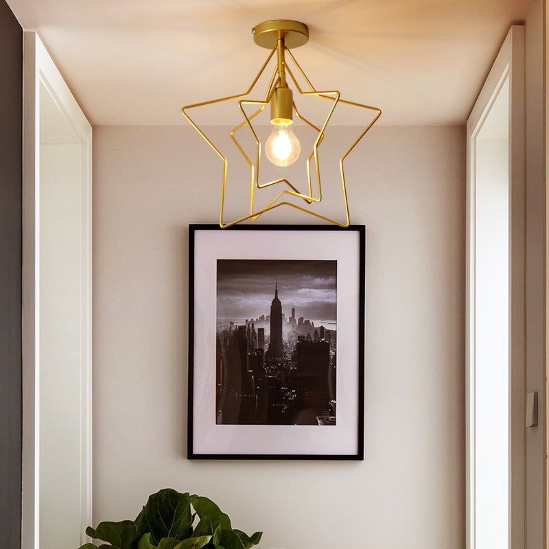 Five-Point Star Nordic Ceiling Light / Without Bulb / Gold