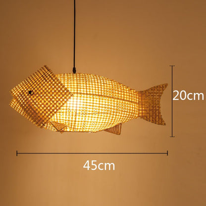 Handmade Bamboo Fish-Shaped Chandelier / No Light Source / Small