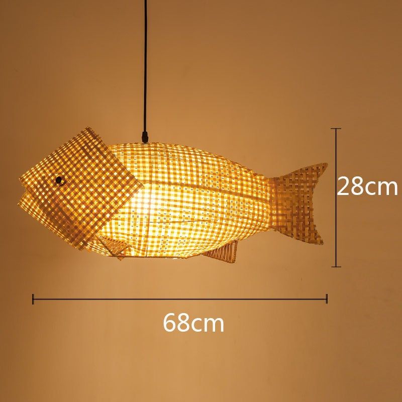 Handmade Bamboo Fish-Shaped Chandelier