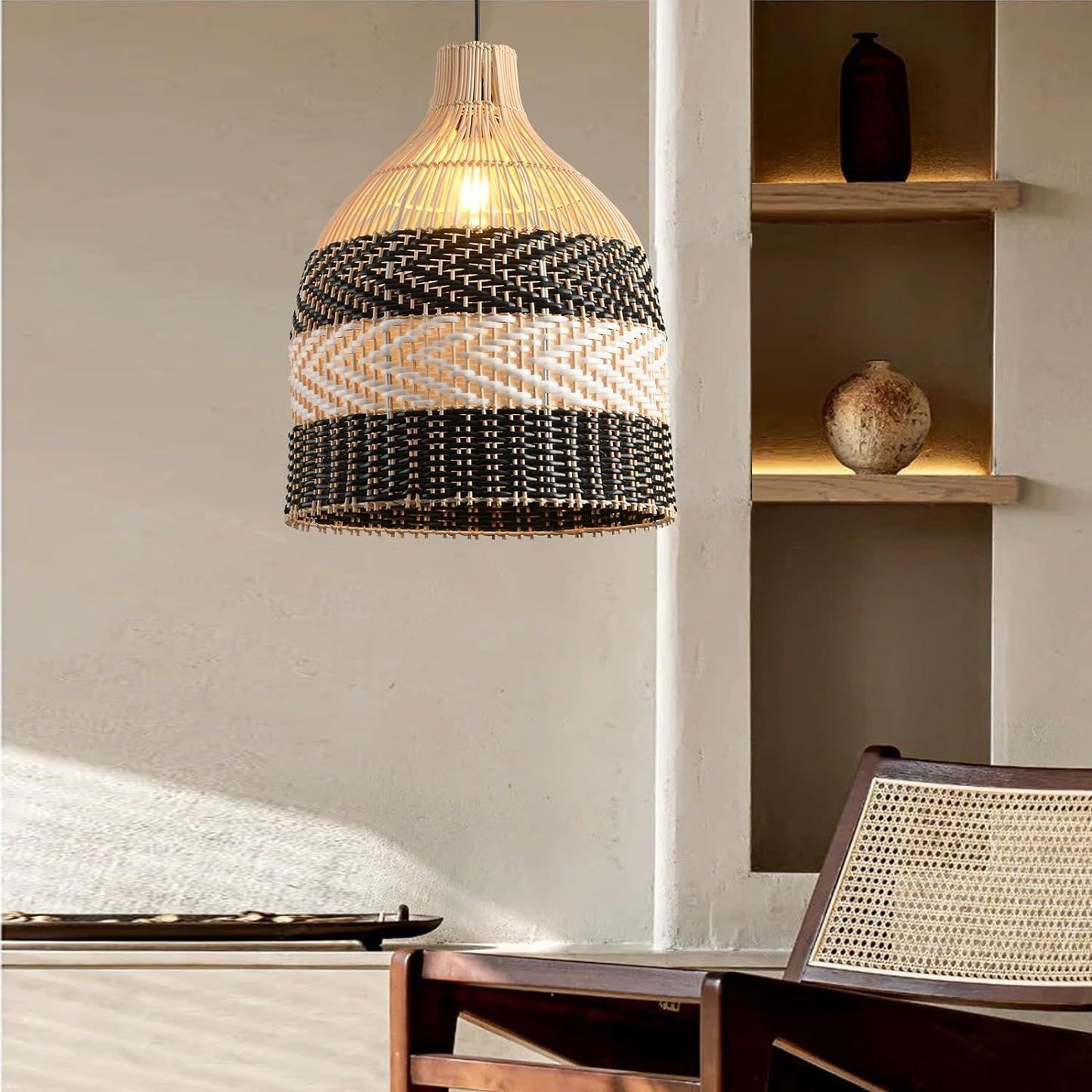 Handwoven Rattan Iron Pendant Light