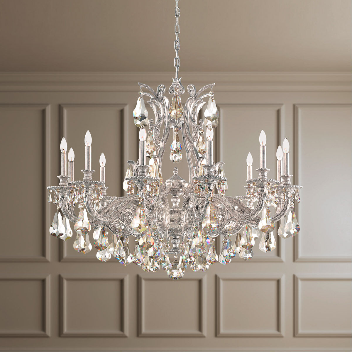 Italian Rococo Crystal Chandelier / French Gold / Clear Heritage Crystal