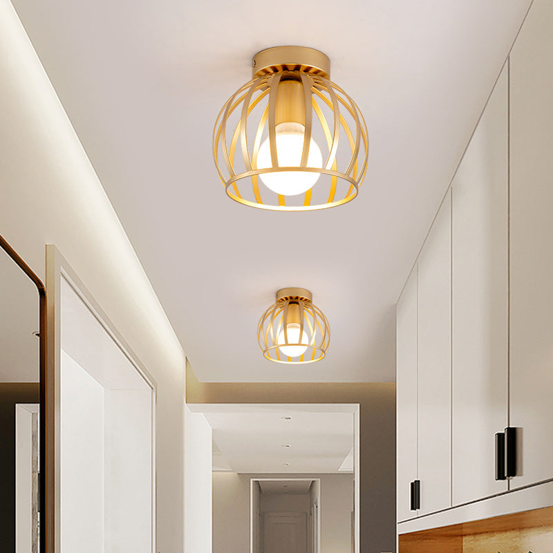 Nordic Wrought Iron Corridor Ceiling Light / Gold / White Light