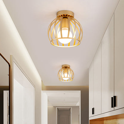 Nordic Wrought Iron Corridor Ceiling Light / Gold / White Light
