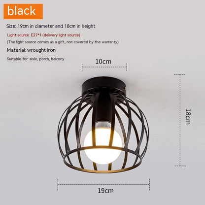 Nordic Wrought Iron Corridor Ceiling Light / Gold / Without Bulb