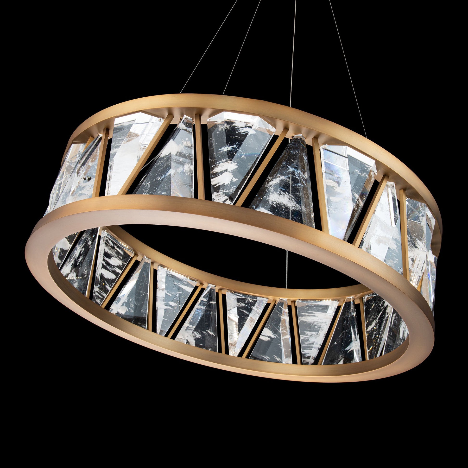Quartz Crystal Double-Ring Pendant Light