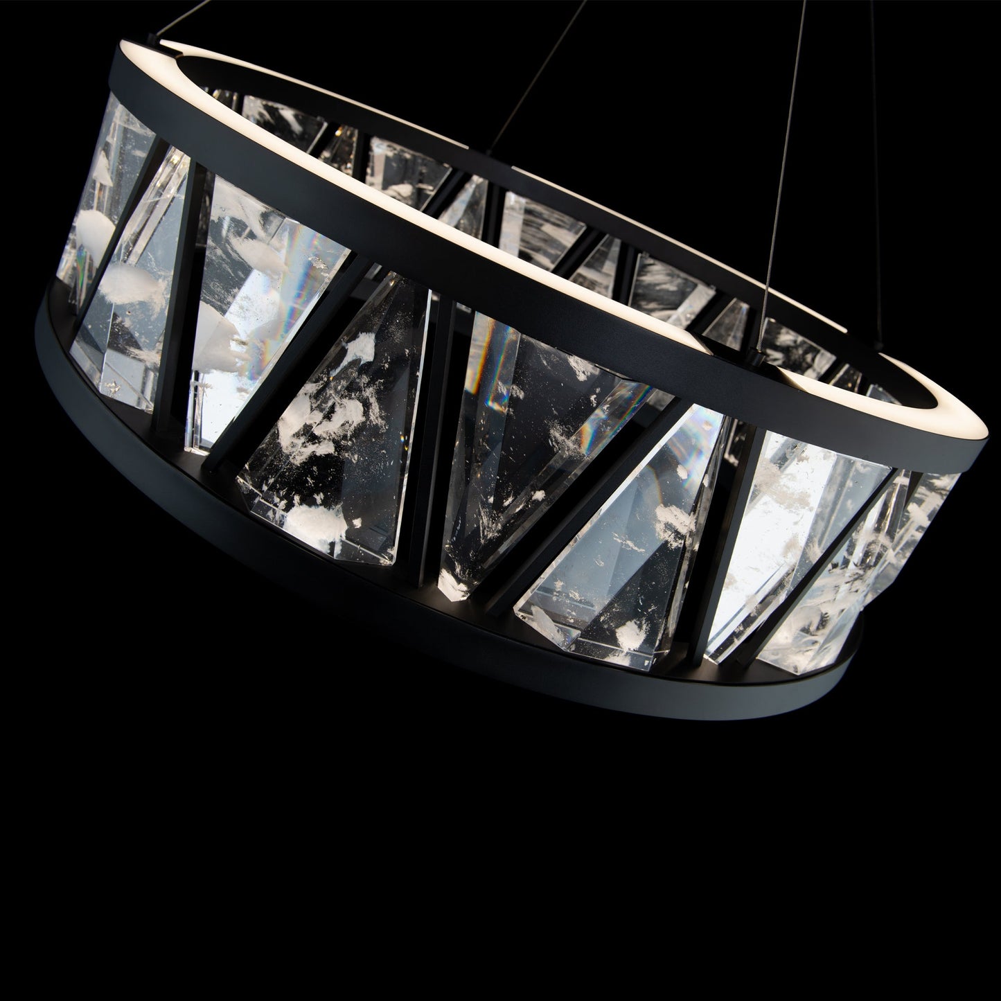 Quartz Crystal Double-Ring Pendant Light