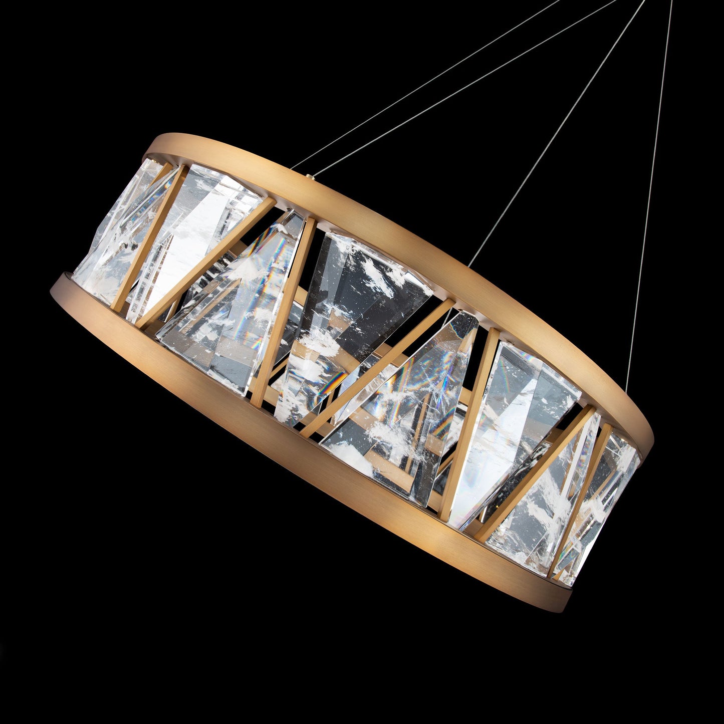 Quartz Crystal Double-Ring Pendant Light