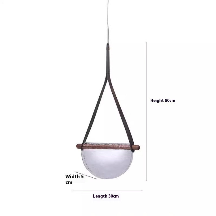 Smoked Glass Belt Pendant Light / Black Belt Smoky Gray Glass / Warm Light