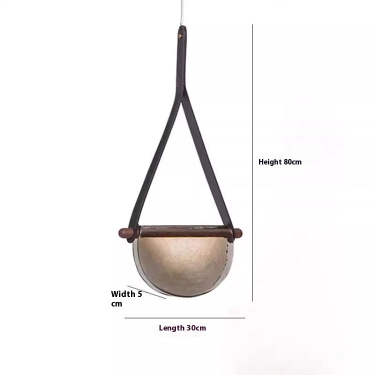 Smoked Glass Belt Pendant Light / Black Belt Smoky Gray Glass / Tricolor Light
