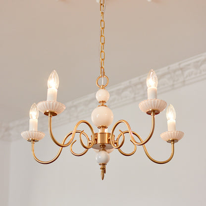 Three-Light Copper Milk Glass Chandelier
