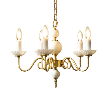 Three-Light Copper Milk Glass Chandelier