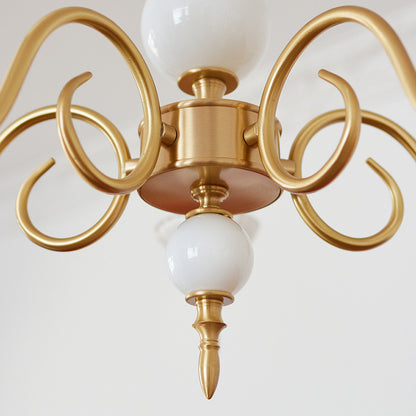 Three-Light Copper Milk Glass Chandelier